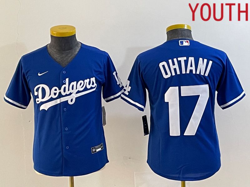 Youth Los Angeles Dodgers 17 Ohtani Blue Nike Game MLB Jersey style 2